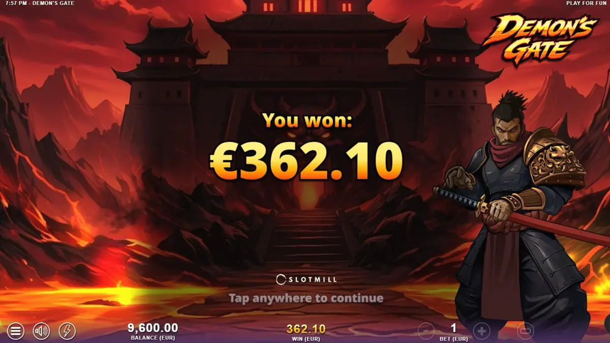 Pemandangan gerbang neraka yang mencekam dalam slot Demon's Gate